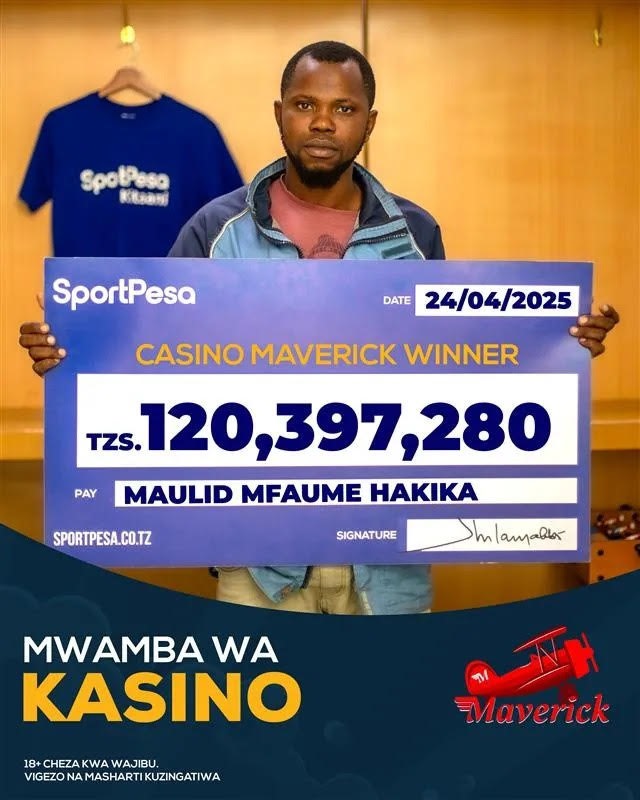 Kwa Dau La TZS 700 tu Maulid Hakika Ashinda Milioni 120 Kupitia Mchezo wa Maverick wa SportPesa Kasino Kwa Dau La TZS 700 tu Maulid Hakika Ashinda Milioni 120 Kupitia Mchezo wa Maverick wa SportPesa Kasino