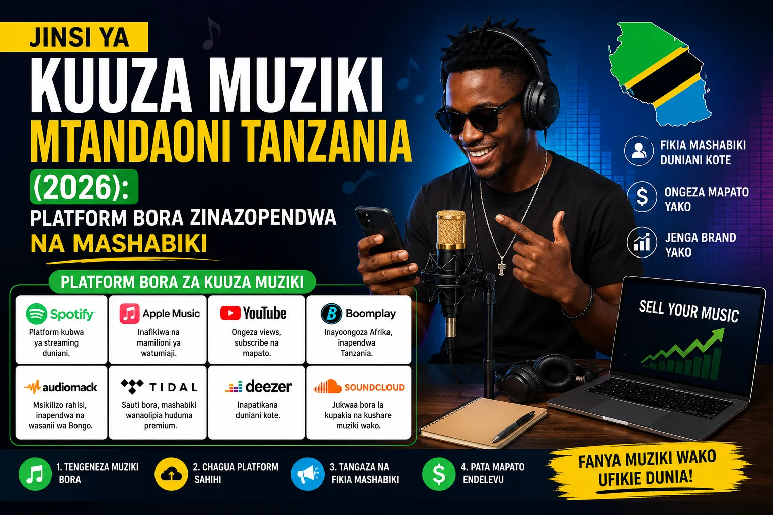 Jinsi ya Kuuza Muziki Mtandaoni Tanzania (2026) Platform Bora Zinazopendwa na Mashabiki
