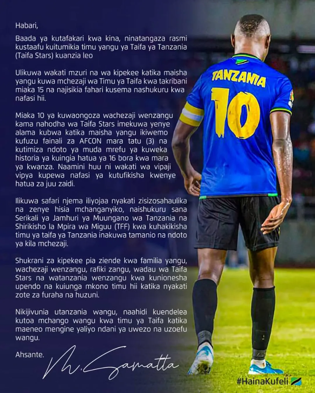 Mbwana Samatta Atangaza Kustafu kuitumikia Timu ya Taifa Star Kabla Ya Afcon 2027