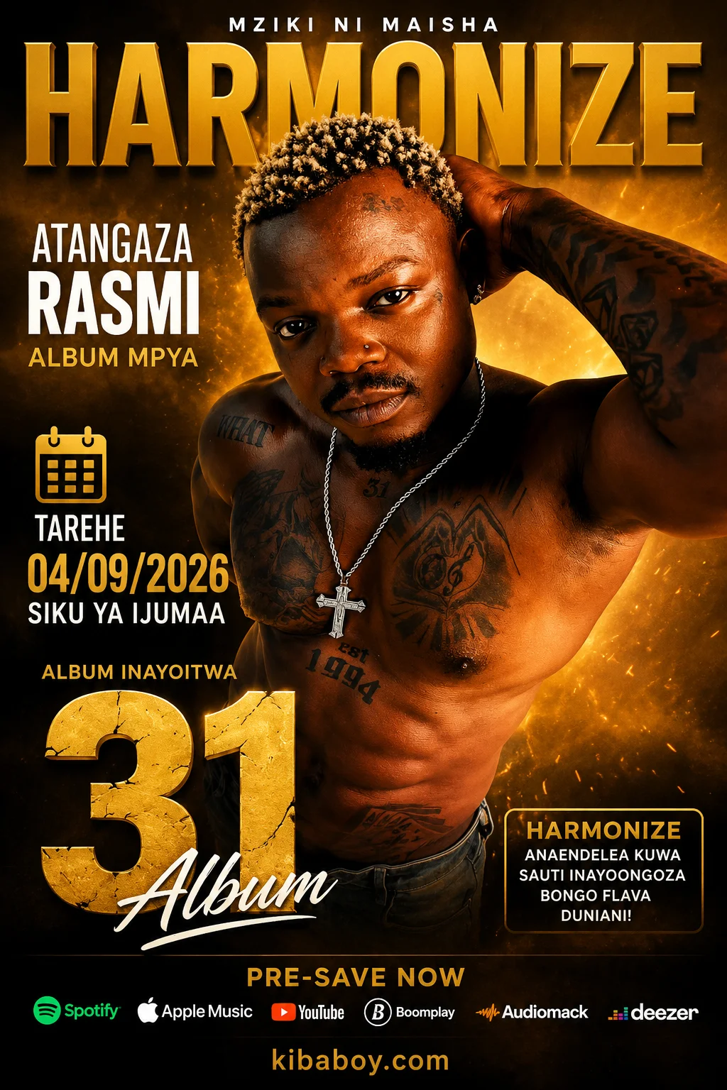 Harmonize Atangaza Album Mpya “31” Itakayotoka Septemba 4, 2026 (Harmonize Album 31)